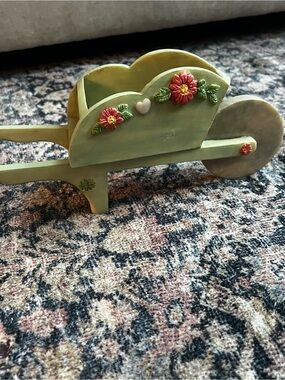 Decorative Stone Wheelbarrow Home Decor Accent